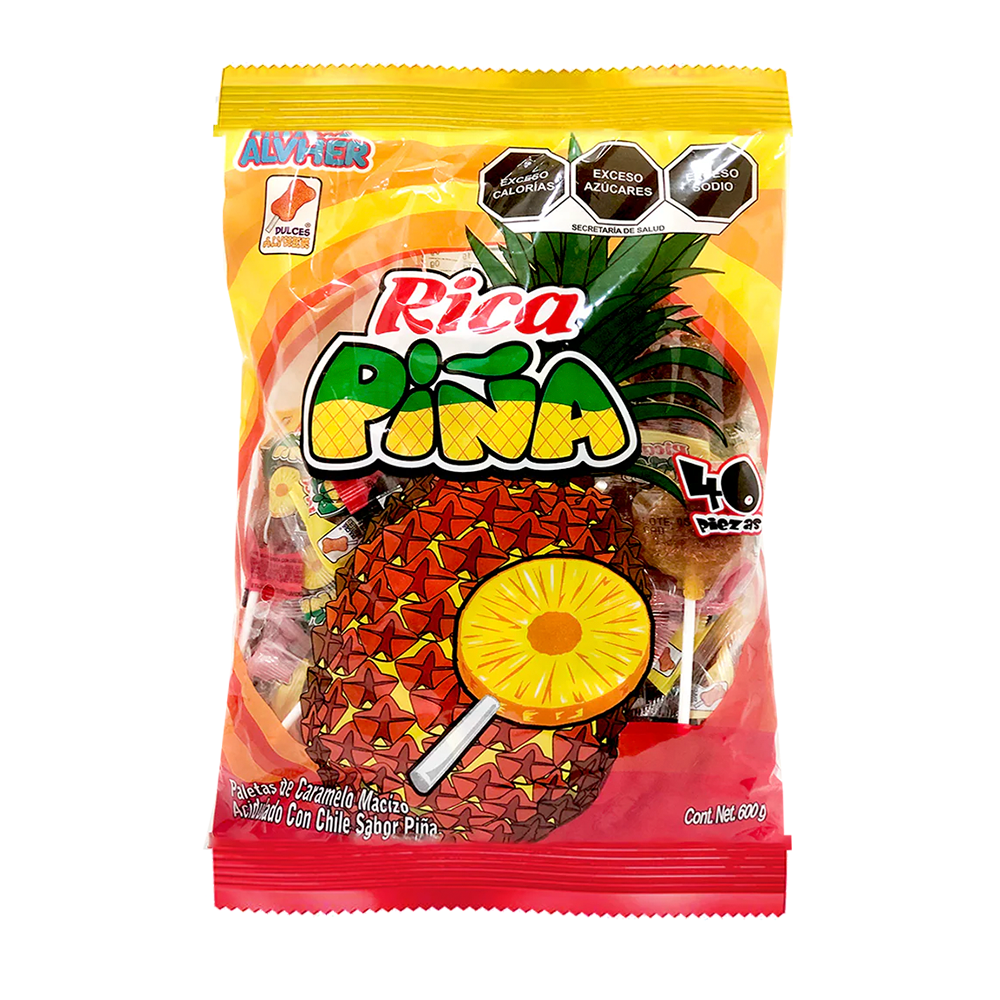 Alvher Paleta Rica Piña con Chile 40pc