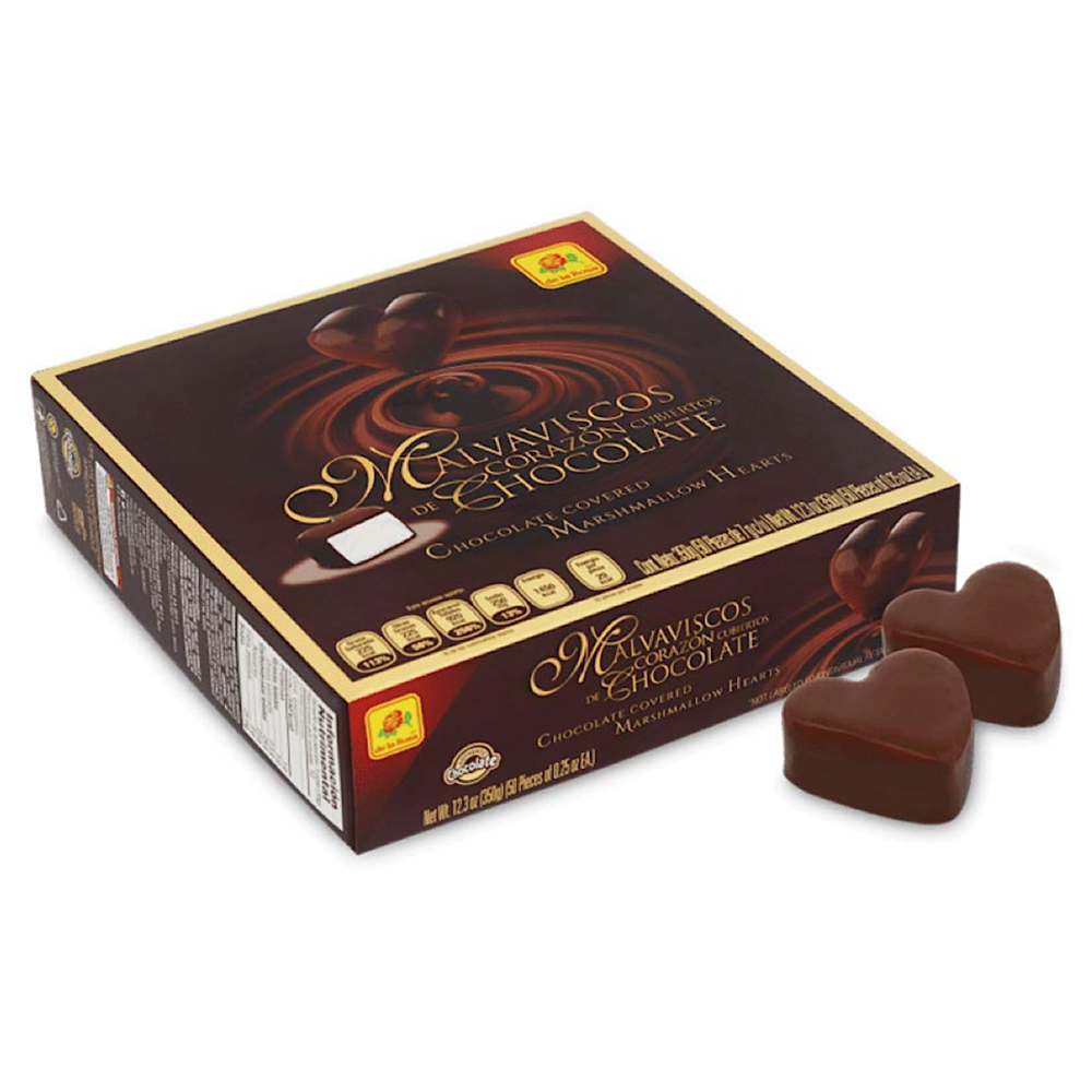 De La Rosa Chocolate Covered Marshmallow Hearts 50pc