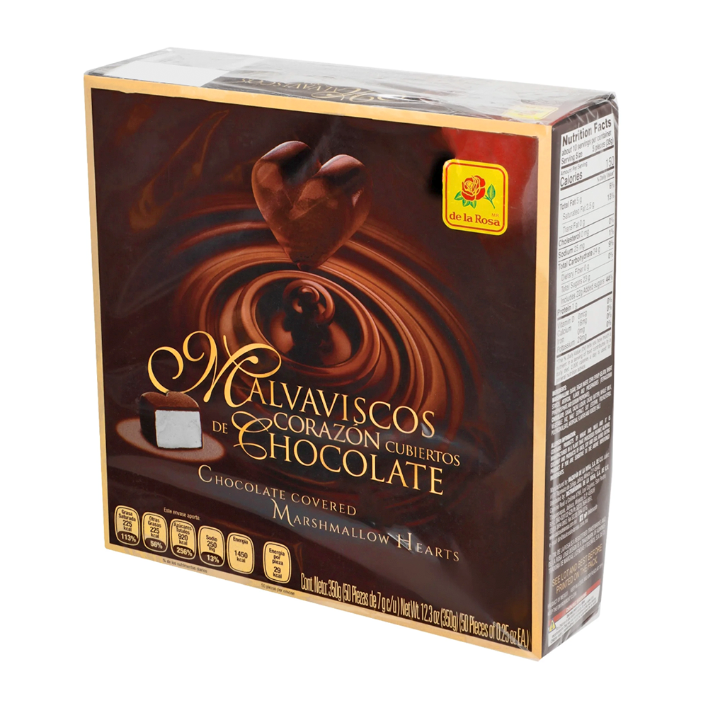 De La Rosa Chocolate Covered Marshmallow Hearts 50pc