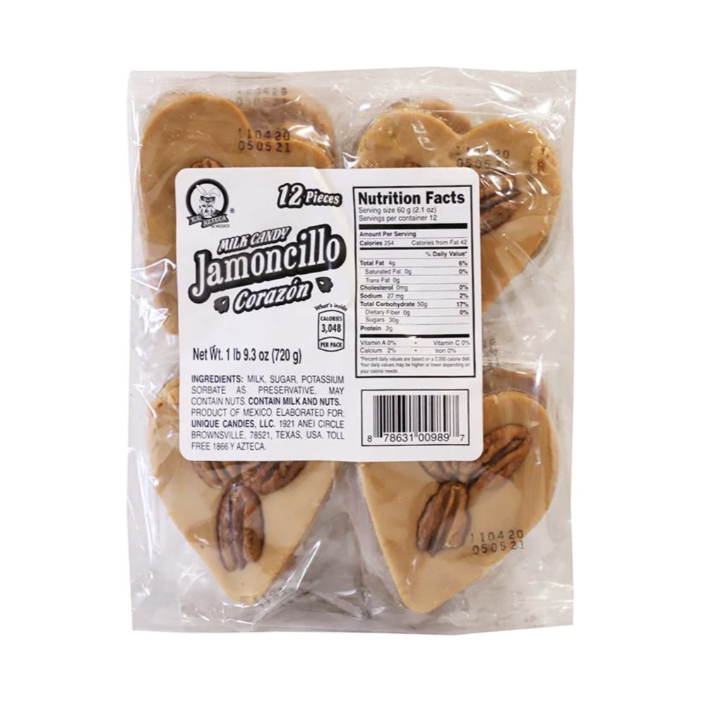 Azteca Jamoncillo Corazon con Nuez 12pc
