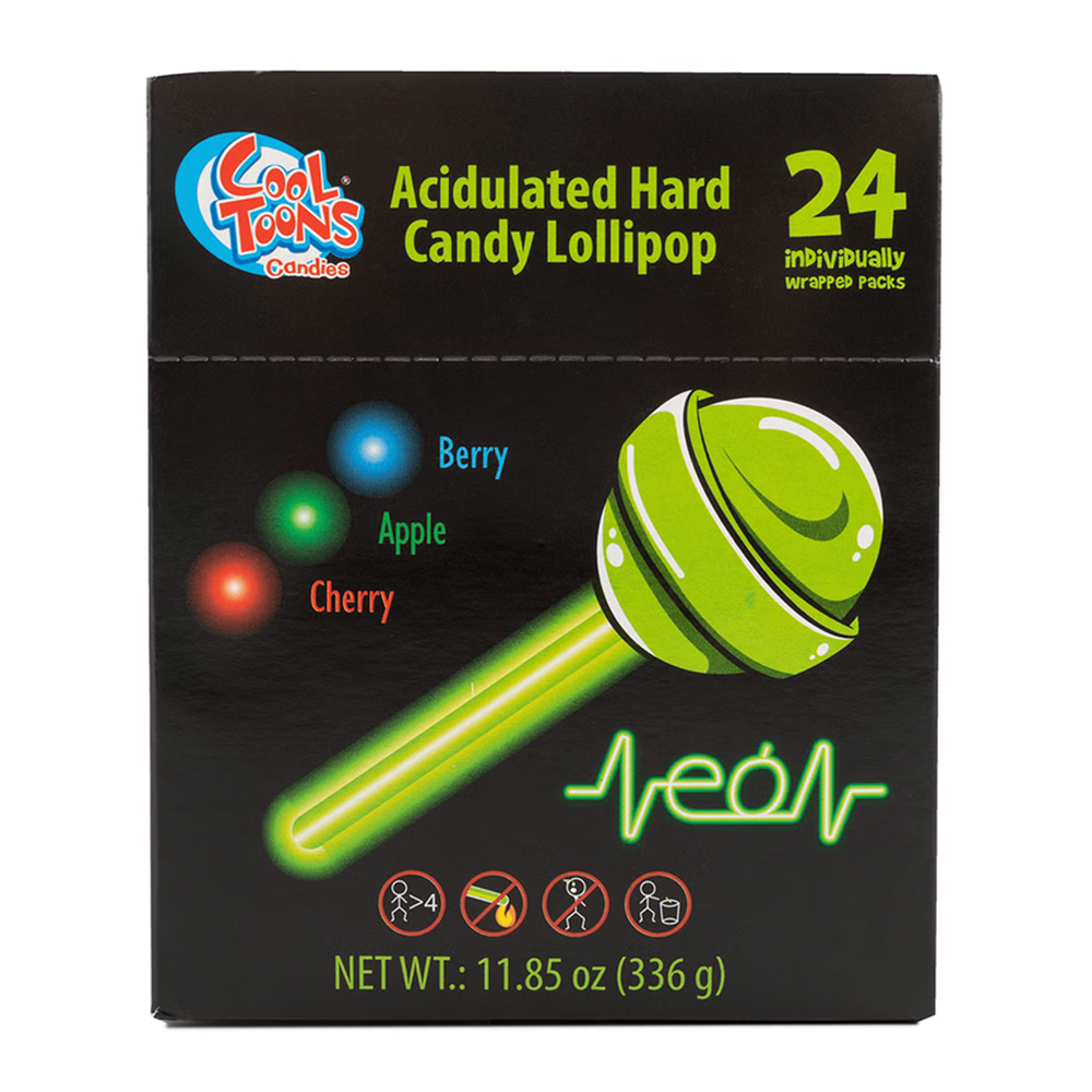 Cool Toons Neon Lollipop 24pc