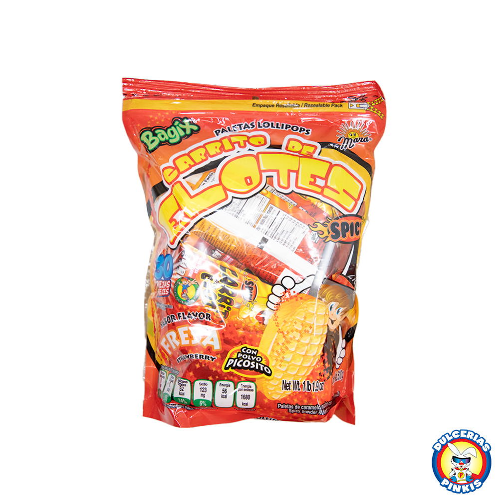 Mara Bagix Carrito de Elote Spicy Lollipops 30pc | Get A Mexican Lollipop  in Our Online Store