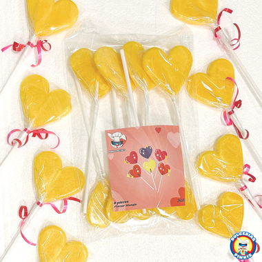 Pinkis Factory Heart Lollipops Mango 8pc